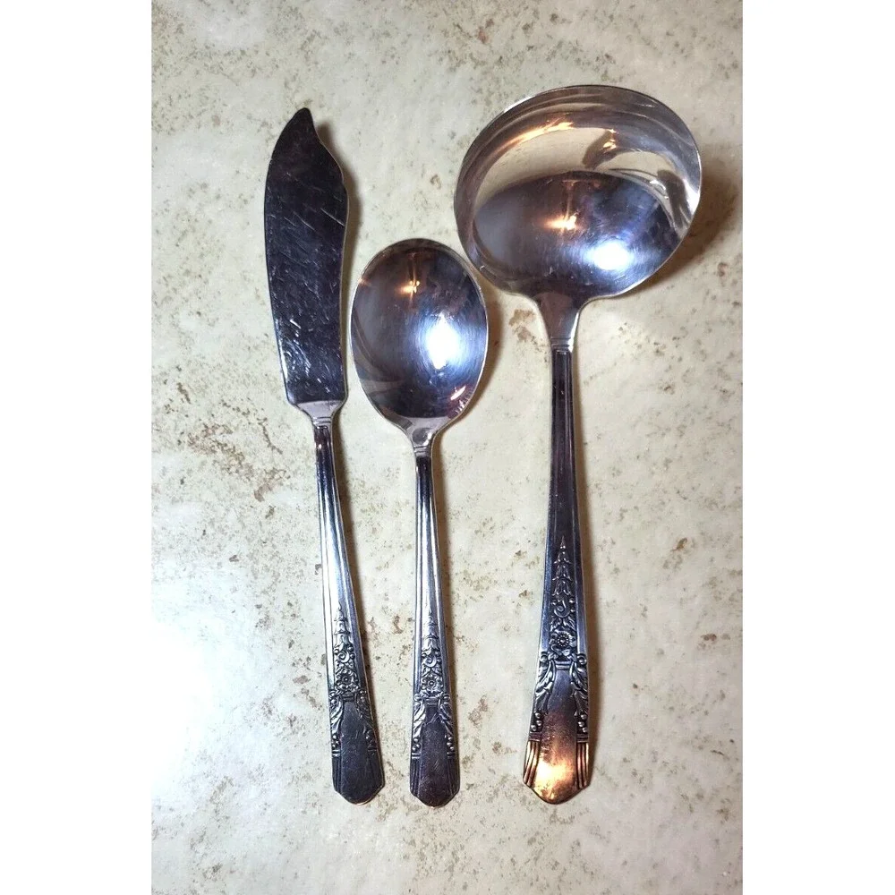Simeon L & George H Rogers Co. X TRA Jasmine 1939 Silverplate Flatware 34 Pieces